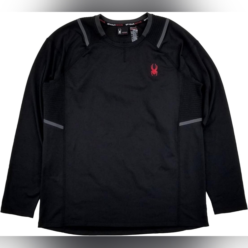 Spyder Mens Blazing Black Stretch Quick Dry Active Long Sleeve Shirt